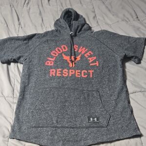 Mens Under Armour Charcoal Hoodie with Orange Print Size L